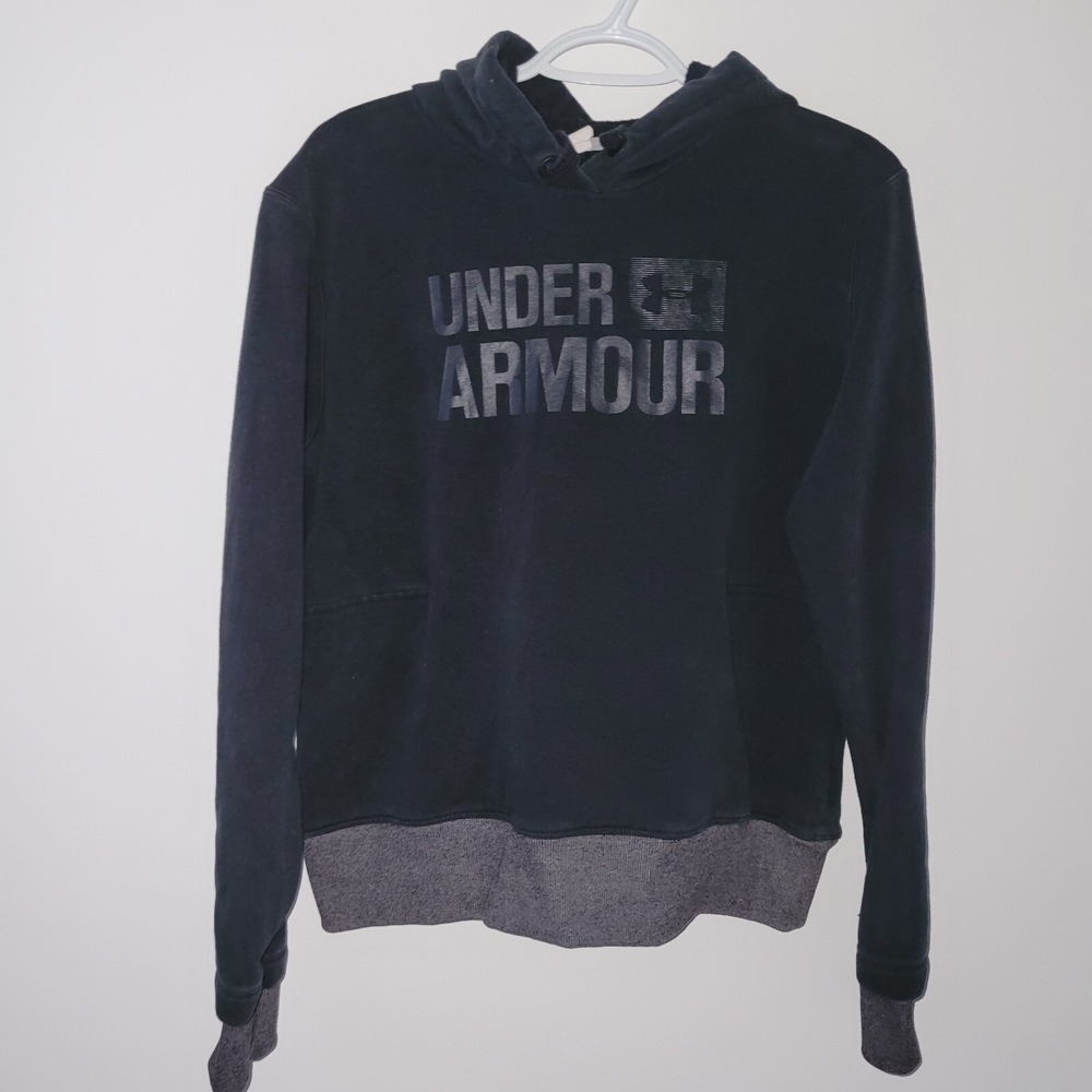 Under Armour Threadborne Hoodie Women's‎ Size Medium Black Gray Trim Hooded